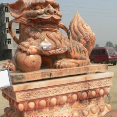 石頭看門獅子，石雕獅子