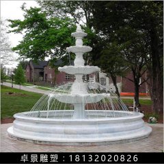 噴泉石雕，漢白玉噴泉，三層石噴泉