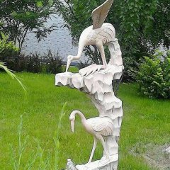 石材仙鶴雕塑，石雕鶴