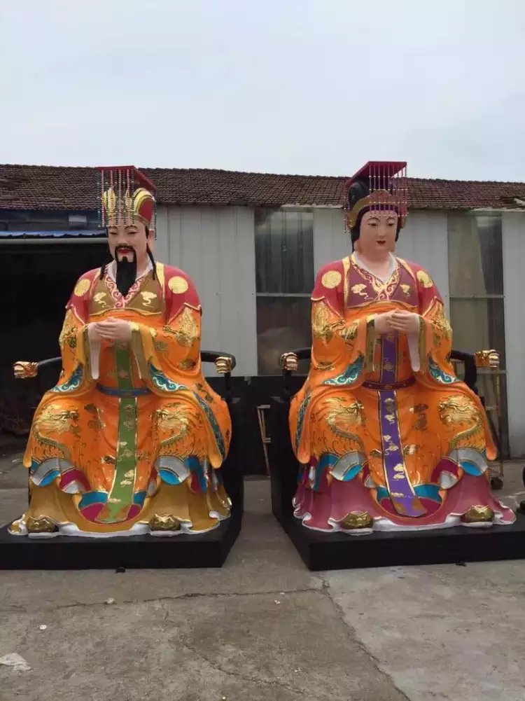 玻璃鋼玉帝王母雕塑，玻璃鋼彩繪神仙雕塑