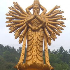 千手觀音銅雕，貼金千手觀音雕塑