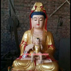 觀音送子銅雕，貼金銅觀音送子雕塑