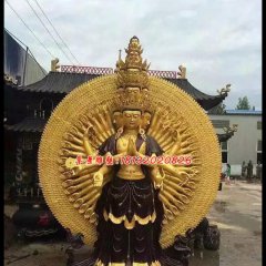 千手觀音銅雕，彩繪千手觀音銅雕