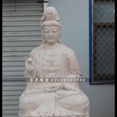 觀音送子石雕，漢白玉觀音送子石雕