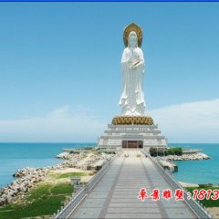 觀音菩薩石雕，漢白玉立式觀音菩薩石雕