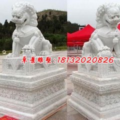 獅子石雕，漢白玉門獅雕塑