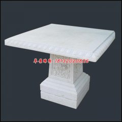 石雕方桌，漢白玉方桌雕塑