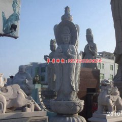 送子觀音石雕，三面觀音石雕