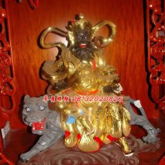 玻璃鋼騎虎財(cái)神雕塑，玻璃鋼貼金財(cái)神雕塑