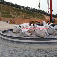 海豚石雕，海豚噴泉石雕