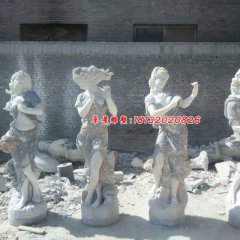吹拉彈唱石雕，漢白玉西方人物石雕