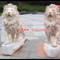 西洋獅石雕，晚霞紅匯豐獅石雕