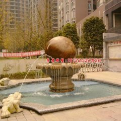 風(fēng)水球石雕，晚霞紅風(fēng)水球噴泉雕塑