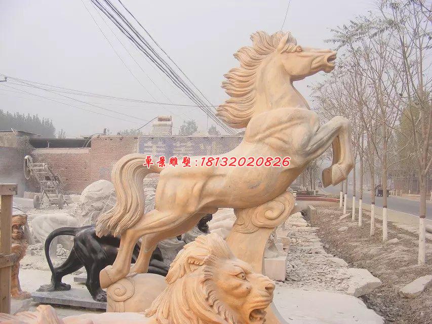 石雕奔馬,晚霞紅石雕馬 (2)