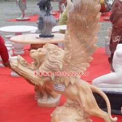 飛獅雕塑，晚霞紅獅子雕塑