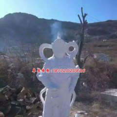 韋陀石雕，漢白玉韋陀菩薩雕塑