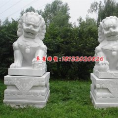 獅子石雕，漢白玉北京獅