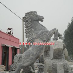 廣場立馬石雕，青石動物雕塑
