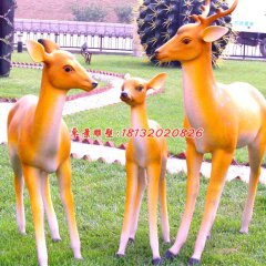 玻璃鋼動(dòng)物雕塑，公園梅花鹿雕塑