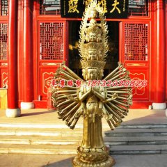 千手觀音銅雕，寺廟佛像雕塑