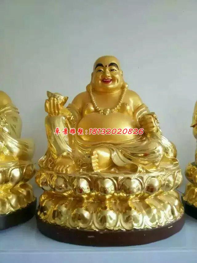 彌勒佛雕塑,貼金佛像玻璃鋼雕塑
