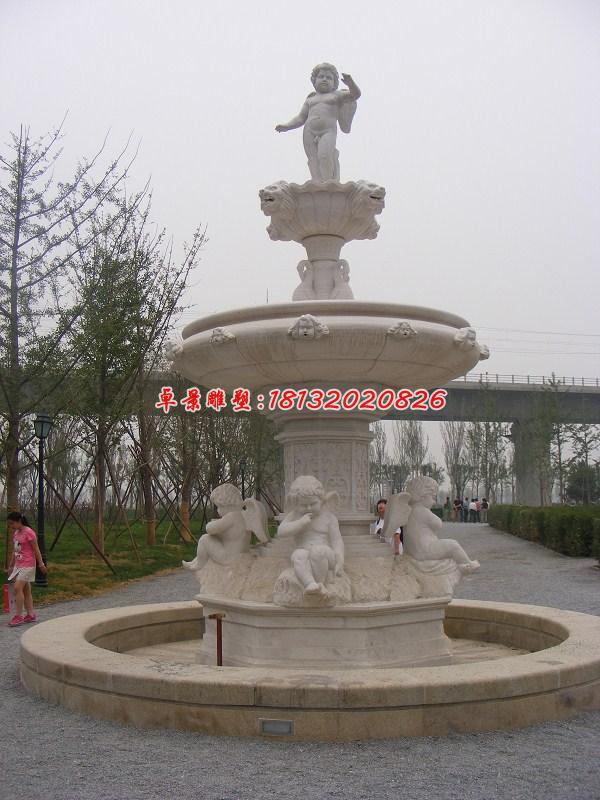 西方小孩石噴泉,歐式噴泉石雕