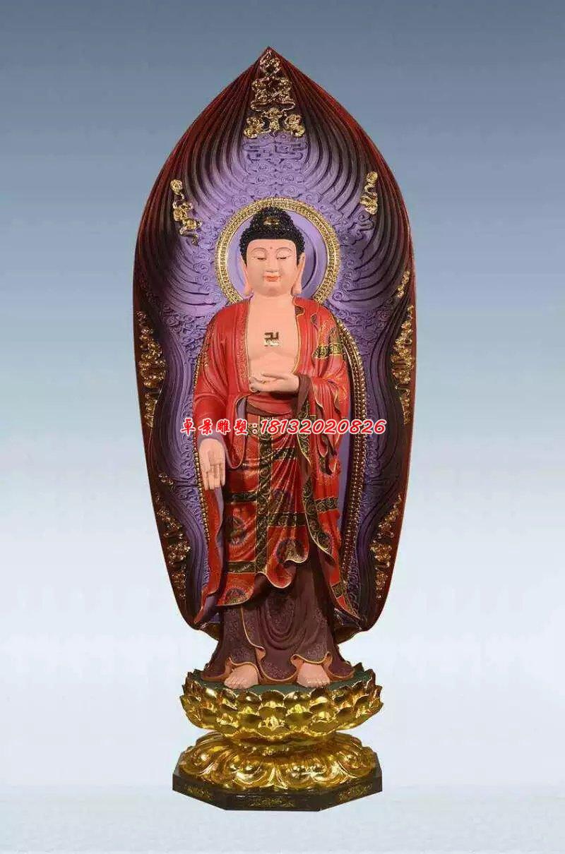 彩繪佛像雕塑，銅雕東方三圣 (2)