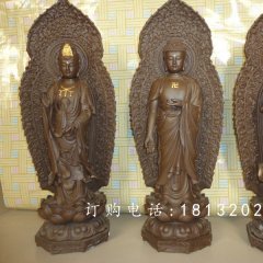 東方三圣銅雕，鑄銅東方三圣雕塑，西方三圣銅雕