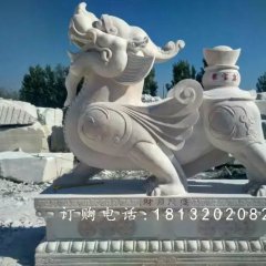貔貅石雕，漢白玉貔貅雕塑，神獸石雕