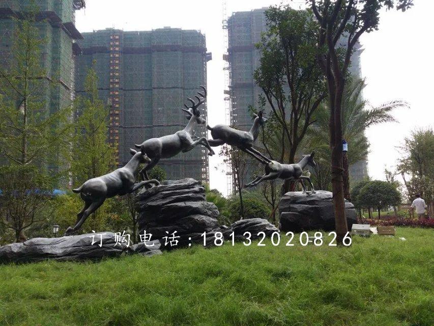 梅花鹿銅雕，跑著的梅花鹿銅雕 (1)