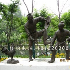 比武銅雕，古代人物銅雕