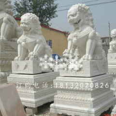 看門獅子雕塑，漢白玉石雕獅子