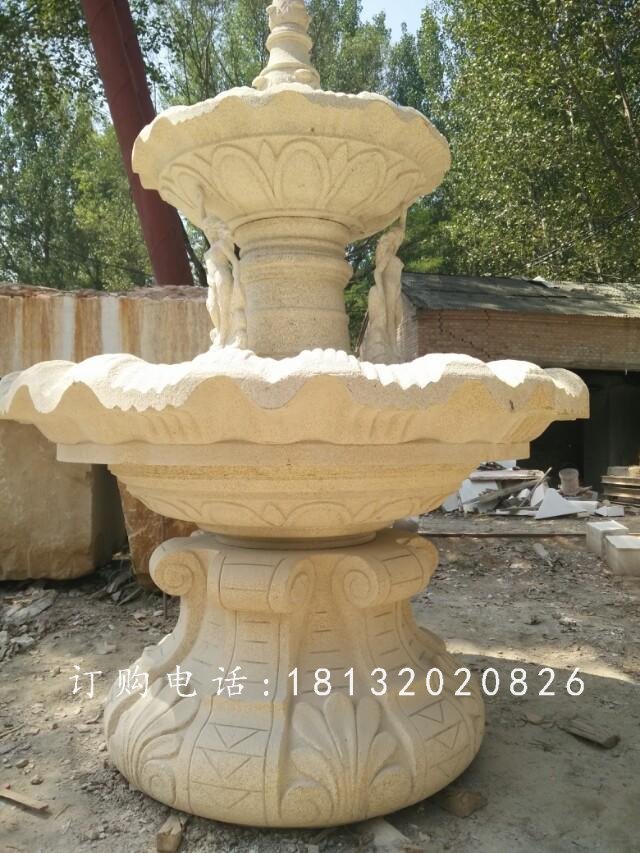 兩層噴泉石雕,砂巖噴泉雕塑