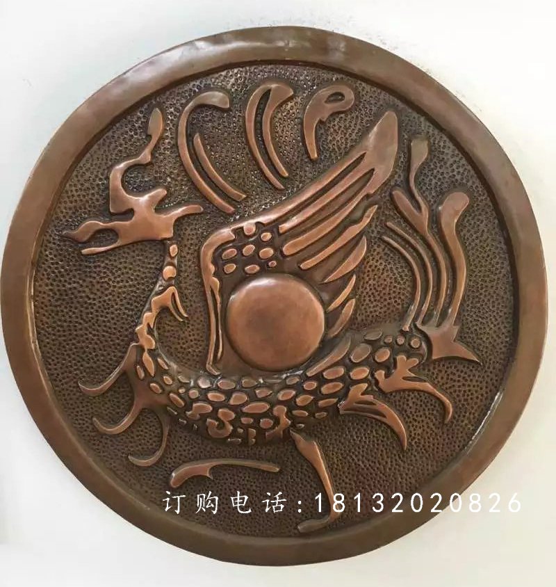 黃銅浮雕，古代神獸銅浮雕