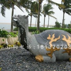 大理石龍龜?shù)袼?，古代神獸石雕