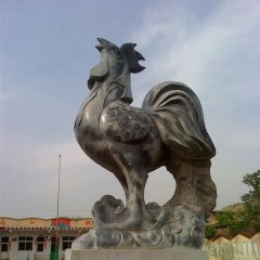 仿古公雞石雕，公園動(dòng)物石雕