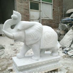 漢白玉大象石雕，招財動物雕塑