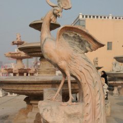 鳳凰石雕，晚霞紅鳳凰雕塑