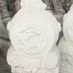 漢白玉門墩，抱鼓石雕塑