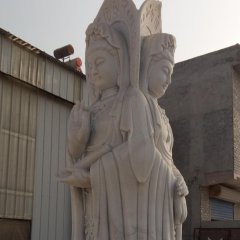 三面觀音石雕，大理石立式觀音