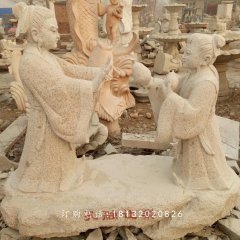 孔融讓梨石雕，公園小品石雕