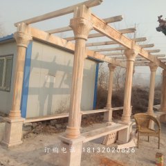 長廊石雕，晚霞紅長廊雕塑