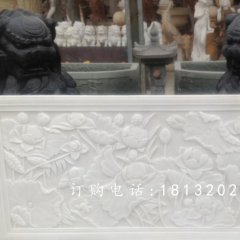 漢白玉浮雕，荷花荷葉石浮雕