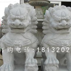 獅子滾繡球石雕，大理石獅子雕塑