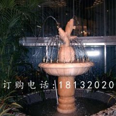 晚霞紅噴泉石雕，石雕魚噴泉