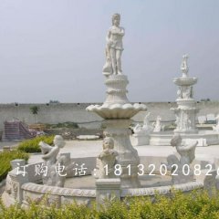 漢白玉噴泉石雕，廣場人物石噴泉
