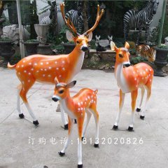 梅花鹿雕塑，玻璃鋼仿真梅花鹿雕塑
