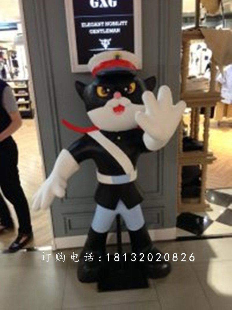 黑貓警長雕塑，玻璃鋼動畫人物雕塑