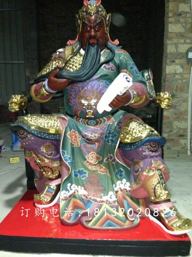 玻璃鋼關公春秋雕塑，彩繪玻璃鋼雕塑 (1)