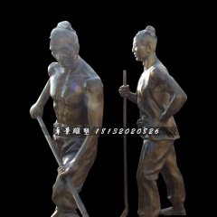 古代人干農(nóng)活銅雕，公園景觀銅雕